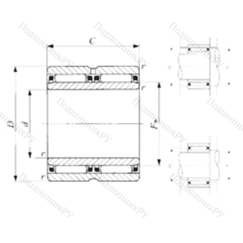 Подшипник игольчатый радиальный NAFW 456240 от производителя  IKO