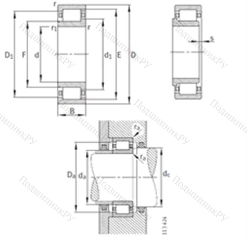 Подшипник роликовый радиальный NJ 2338-EX-M 1