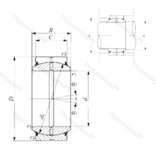 Подшипник скольжения сферический GE 90ES-2RS от производителя  IKO