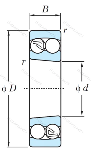 Двухрядный шариковый подшипник 1311 K от производителя  KOYO