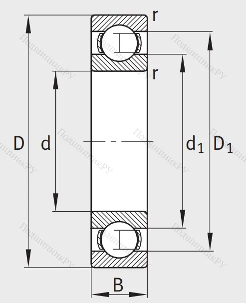 Однорядный шариковый подшипник 6228 C 3