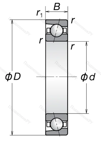 Однорядный шариковый подшипник 7202 AW