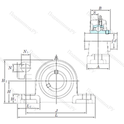 Подшипниковый узел шариковый радиальный UCP 205-14SC