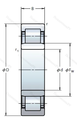 Роликовый цилиндрический подшипник NU 322 W от производителя  NSK