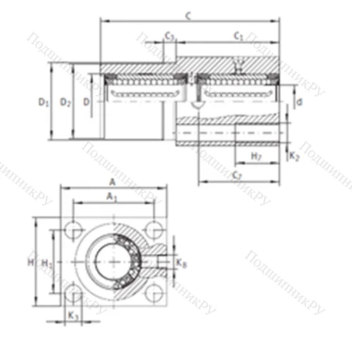 Подшипник шариковый линейный KTFN 25 C-PP-AS