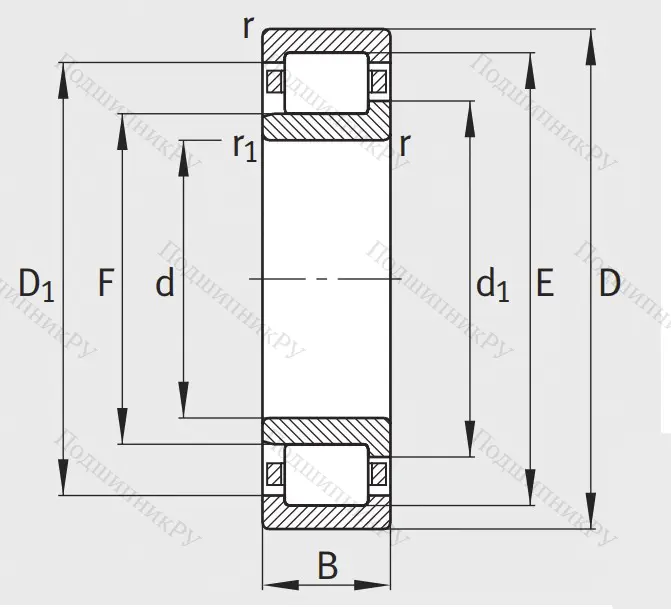 Роликовый цилиндрический подшипник NJ 219 E.TVP 2