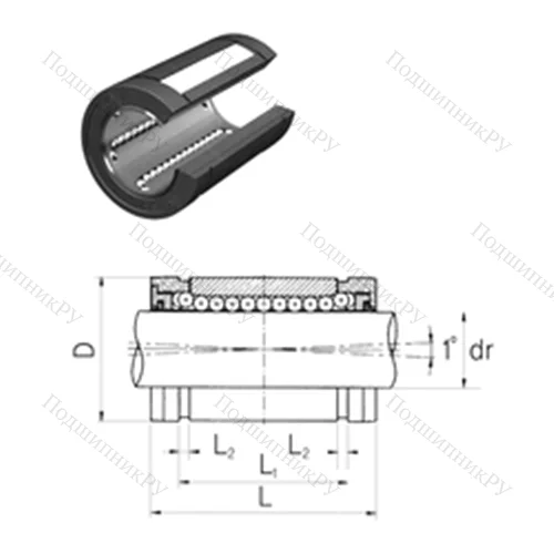 Подшипник шариковый линейный LMES 16UUOP