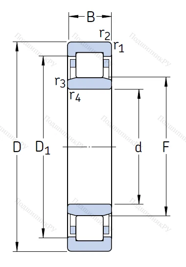 Роликовый цилиндрический подшипник NU 2205 ECP