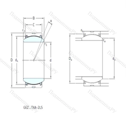 Подшипник скольжения сферический GEZ 104TXE-2LS от производителя  SKF