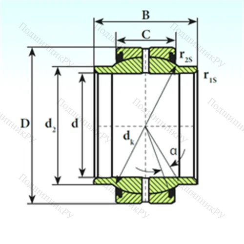 Подшипник скольжения сферический GEEM 45 ES 2RS от производителя  ISB