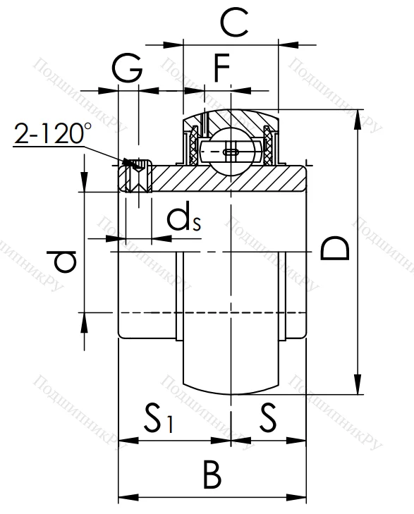Корпусный подшипник UC 213 (480213 ГОСТ)