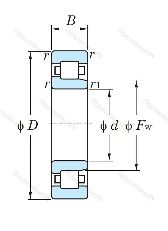 Роликовый цилиндрический подшипник NJ 307 ETVP