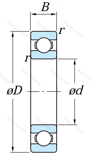 Однорядный шариковый подшипник 6219