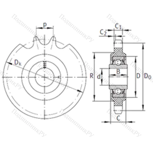 Подшипниковый узел шариковый радиальный KSR 16-L 0-12-10-15-22