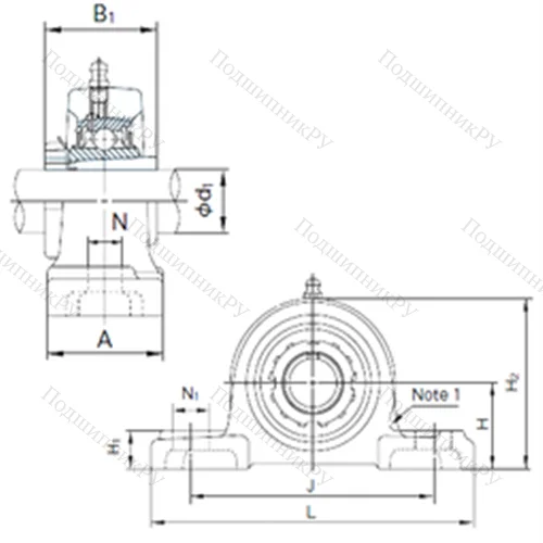 Подшипниковый узел шариковый радиальный UKP 322+H 2322
