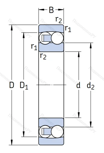 Двухрядный шариковый подшипник 1202 ETN 9 от производителя  SKF