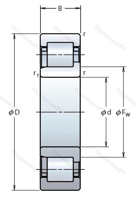 Роликовый цилиндрический подшипник NJ 308 EW