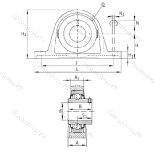 Подшипниковый узел шариковый радиальный RAKY 1-1/2