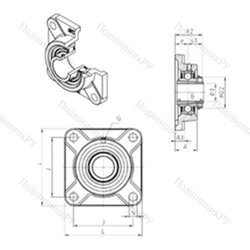 Подшипниковый узел шариковый радиальный UKF 311H