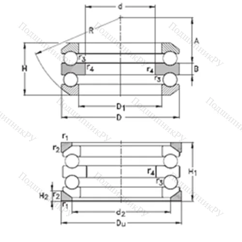 Подшипник шариковый упорный 54308+U 308