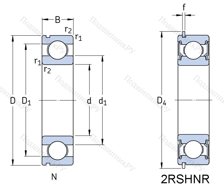 Высокотемпературный подшипник 6201-2RSHNR/C 3GJN