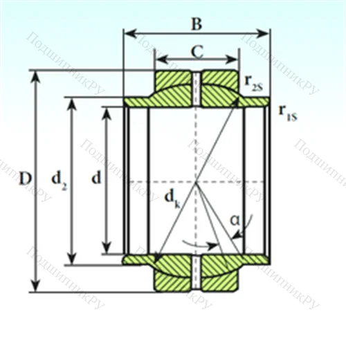 Подшипник скольжения сферический GEEW 80 ES от производителя  ISB