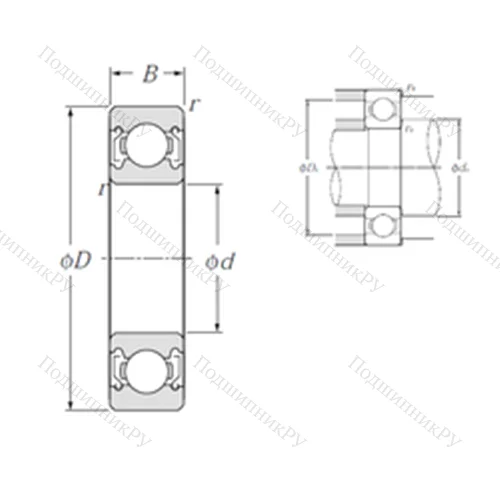 Подшипник шариковый радиальный 6816ZZ от производителя  NTN