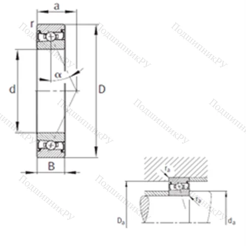 Подшипник шариковый радиально-упорный HSS 71901-E-T-P 4S