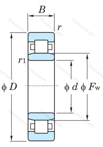 Роликовый цилиндрический подшипник NU 322 от производителя  KOYO