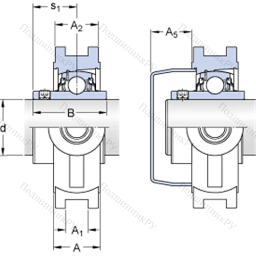 Натяжные подшипниковые узлы типа Y (литой корпус, крепление стопорными винтами) TUWK 35 LTHR