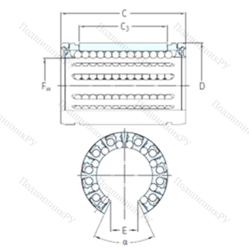 Подшипник шариковый линейный LBHT 50 A