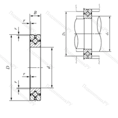 Подшипник роликовый упорно-радиальный с четырехточечным контактом