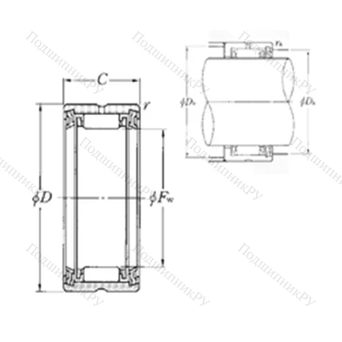 Подшипник игольчатый радиальный RNA 4908LL