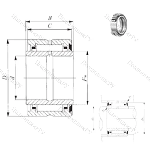 Подшипник игольчатый радиальный BRI 527632 U