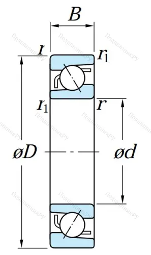 Однорядный шариковый подшипник 7202 B