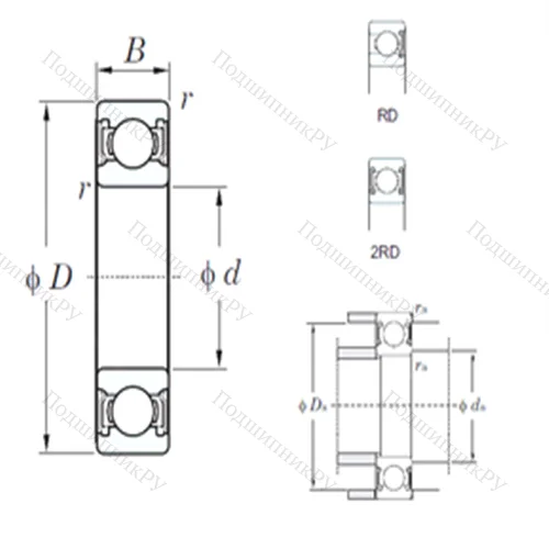 Подшипник шариковый радиальный 6918-2RD от производителя  KOYO Подшипник шариковый радиальный 6918-2RD от производителя  KOYO
