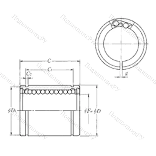 Подшипник шариковый линейный KLM 35SLL