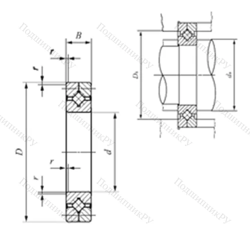 Подшипник роликовый упорно-радиальный с четырехточечным контактом