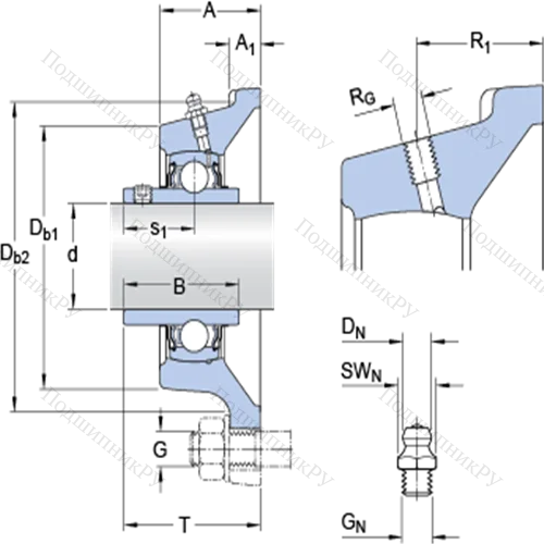 Фланцевые подшипниковые узлы типа Y (корпус типа Y-TECH, квадратный фланец, крепление стопорными винтами) FYM 1.3/4 TF