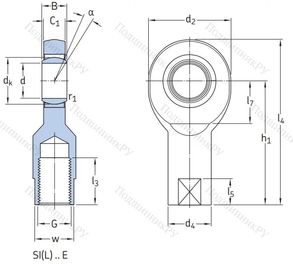 Наконечник штока с внутренней резьбой SIA 60 ES 2RS