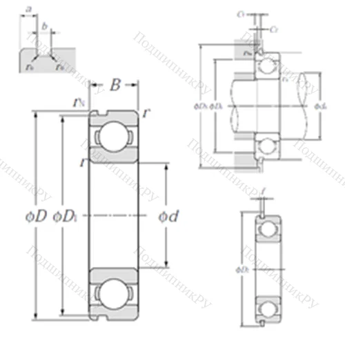Подшипник шариковый радиальный 6816NR от производителя  NTN