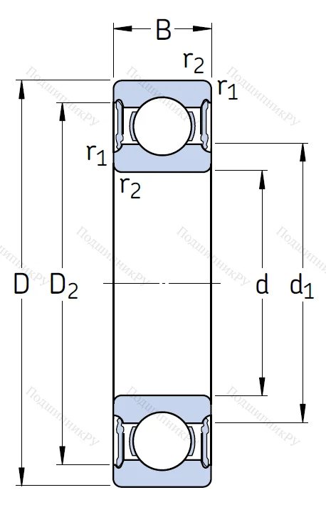 Однорядный шариковый подшипник 6318 2RS 1