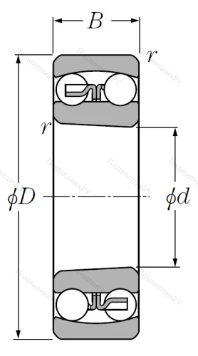 Двухрядный шариковый подшипник 2209 SK от производителя  NTN