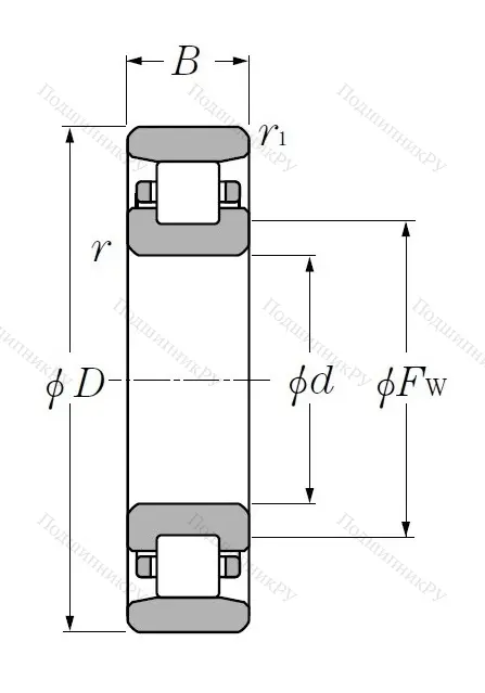 Роликовый цилиндрический подшипник N 212