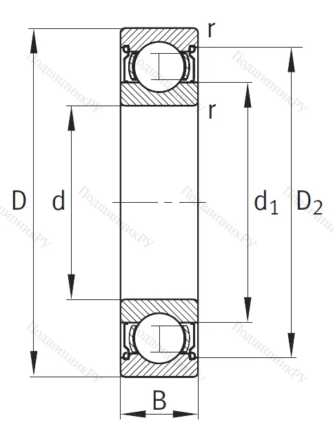 Однорядный шариковый подшипник 6003 2Z