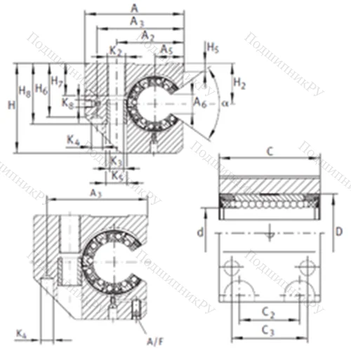 Подшипник шариковый линейный KGNCS 30 C-PP-AS