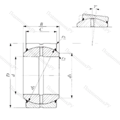 Подшипник скольжения сферический SBB 28-2RS от производителя  IKO