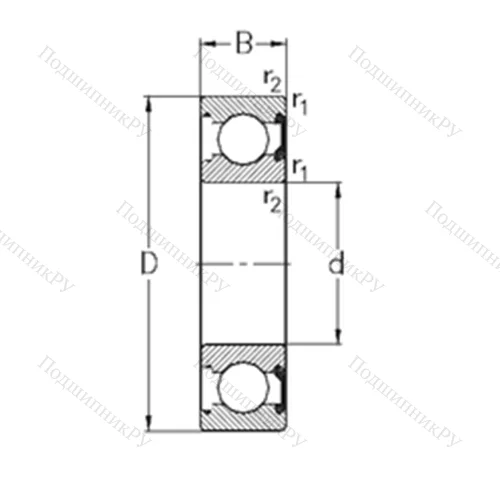 Подшипник шариковый радиальный 61808-2RSR