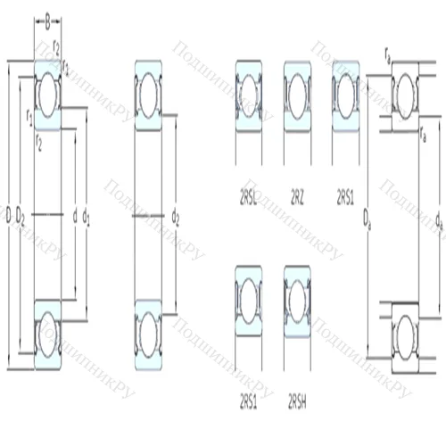 Подшипник шариковый радиальный 6300-2RSL