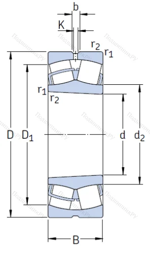Сферический роликовый подшипник с конической посадкой на вал 22218 EK от производителя  SKF